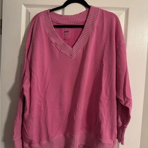 Aerie Down to Earth V Nexk Pink Sweatshirt